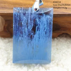 Natural Blue Aquamarine Quartz Pendant Women Men Fashion Rectangle Brazil Dark Aquamarine Pendant Jewelry Necklace AAAAA