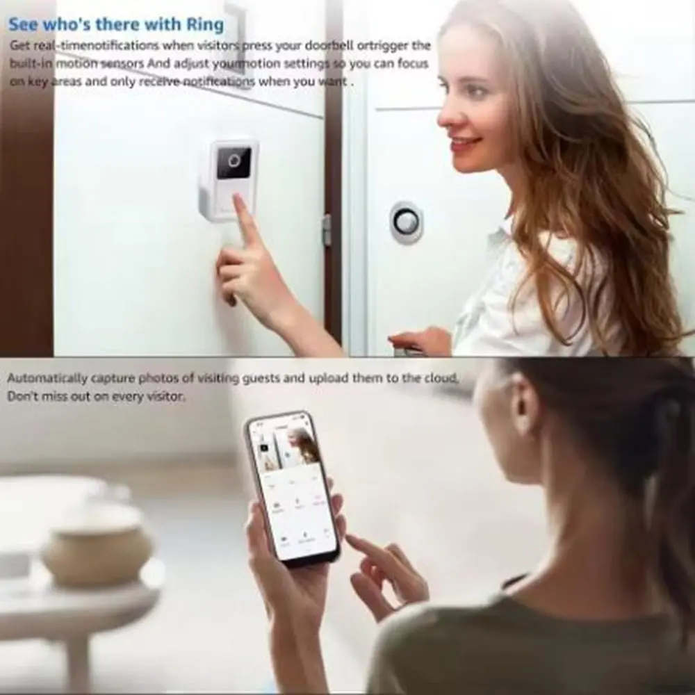 

Self-Adhesive WiFi Video Doorbell Rechargeable High-definition Wireless Doorbell Low-power Two-Way Intercom Video Intercom Bell