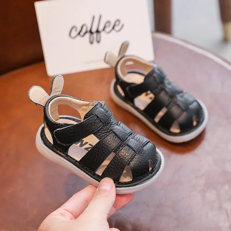 Baby Girls Boys Sandals Summer Anti-collision Infant Toddler Shoes Genuine Leather Soft Bottom Kids Children Beach Sandals