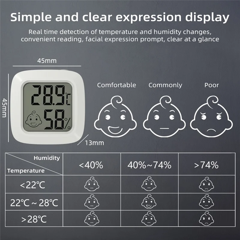 ABKO-Mini Termometro Digitale LCD Igrometro Misuratore di Temperatura Magentic Sensore di Umidità Stazione Meteo Nero