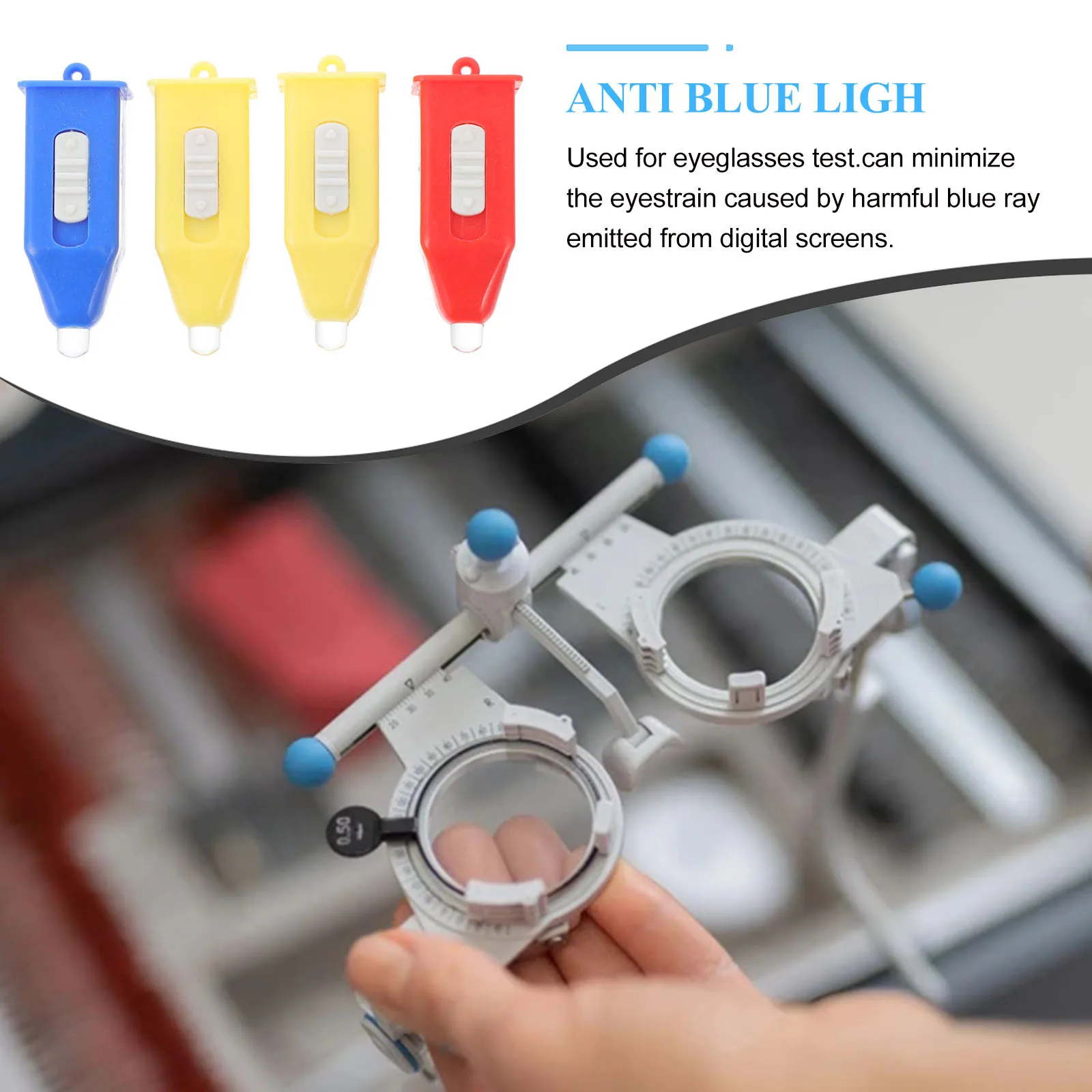 4 pezzi lampada per test anti luce blu occhiali in plastica luce di rilevamento per il monitoraggio della protezione degli occhi dello schermo del computer