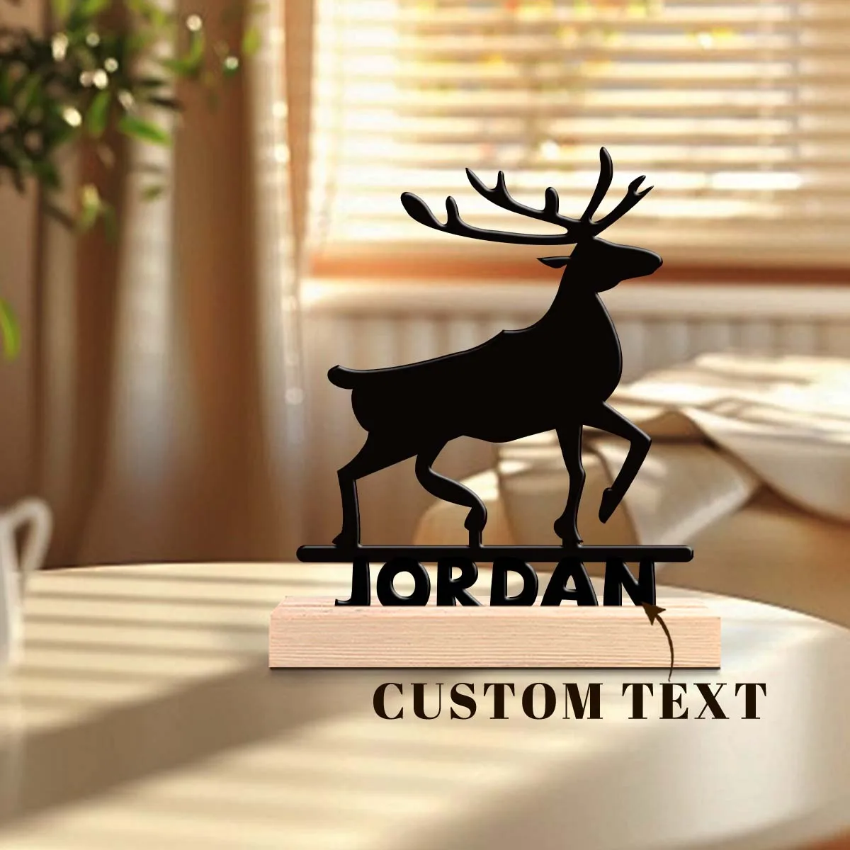 1pc Desktop Metal Ornaments Customizable Content Equipped with A Wooden Base Desktop Decorations,Office Decorations
