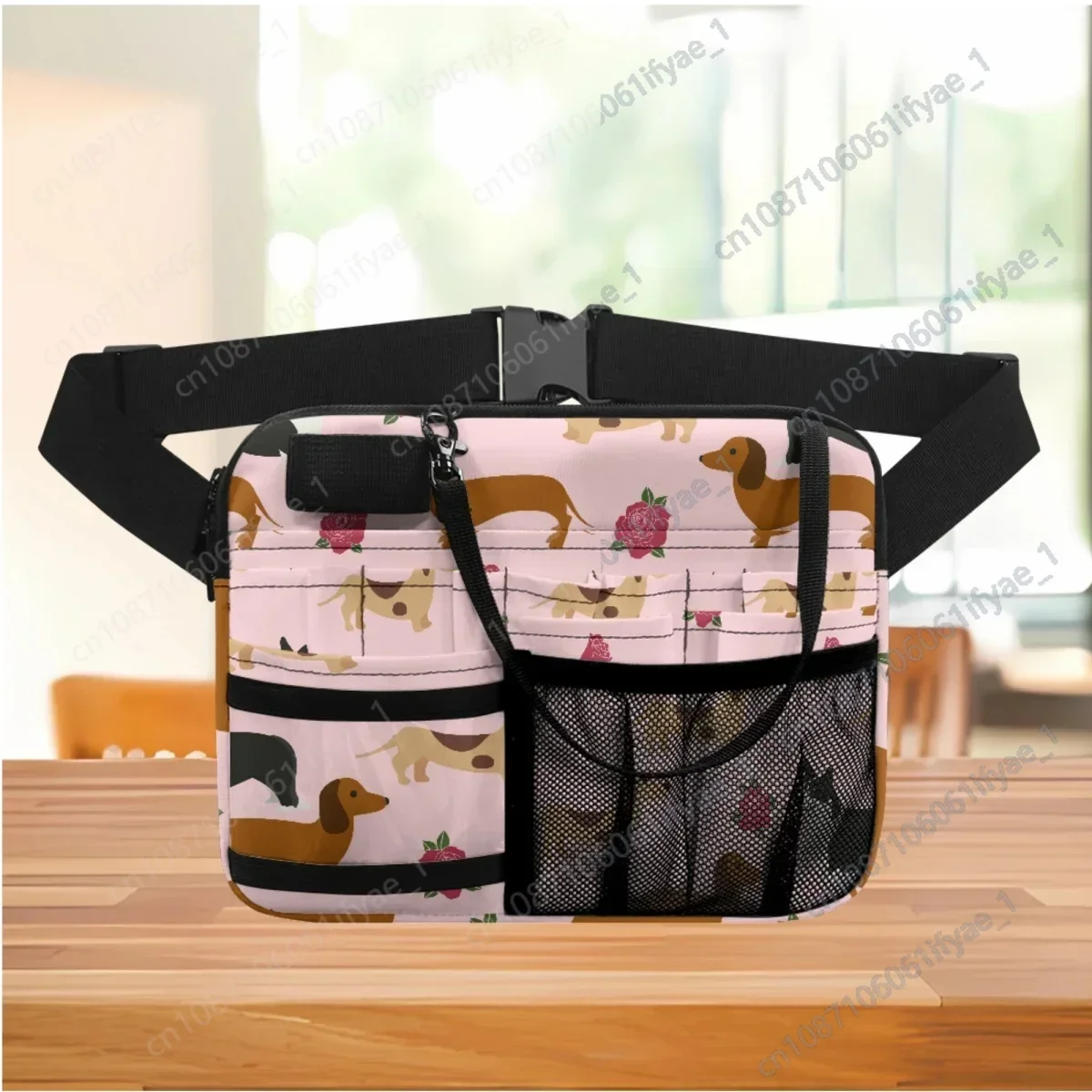 Nurse Fanny Pack Cute Cartoon Dachshund Floral Designer Casual Ladies Nursing Organizer Pouch Adjustable Waist Strap Hip Bags