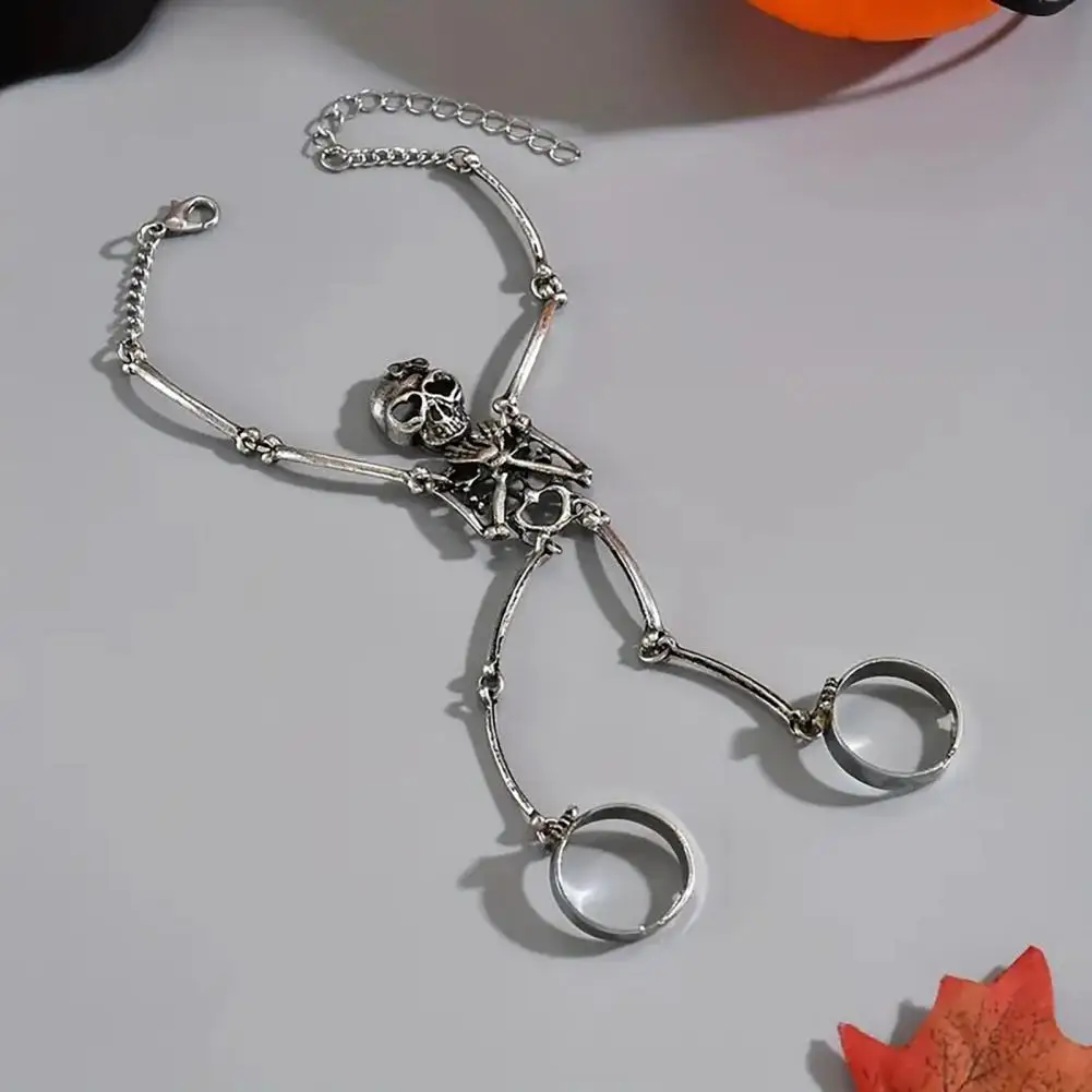 Wear-resistant Bracelet Skull Hand Chain Bracelet Skeleton Finger Ring Chains Halloween Jewelry Accessories Slave Harness
