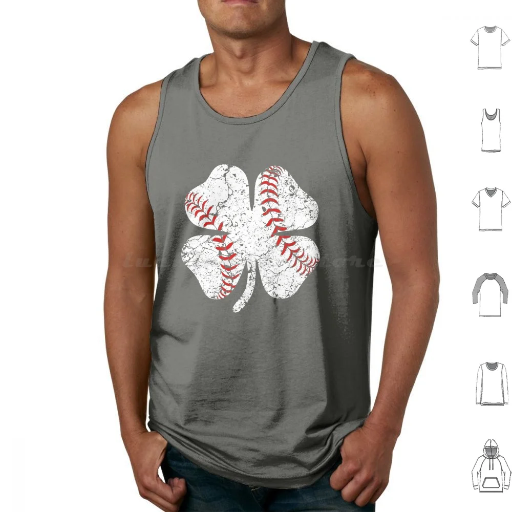 Baseball Day Catcher Pitcher Shamrock Tank Tops Print Cotton Baseball Baseball Dad Baseball Mom Baseball School Baseball