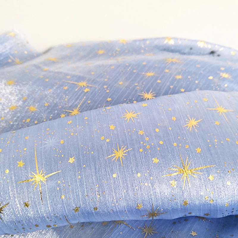 

100*150cm Gold Glitter Shiny Mesh Lace Fabric Bronzing Star Tulle Fabric For Dress Shirts Hanfu Garment Sewing Material
