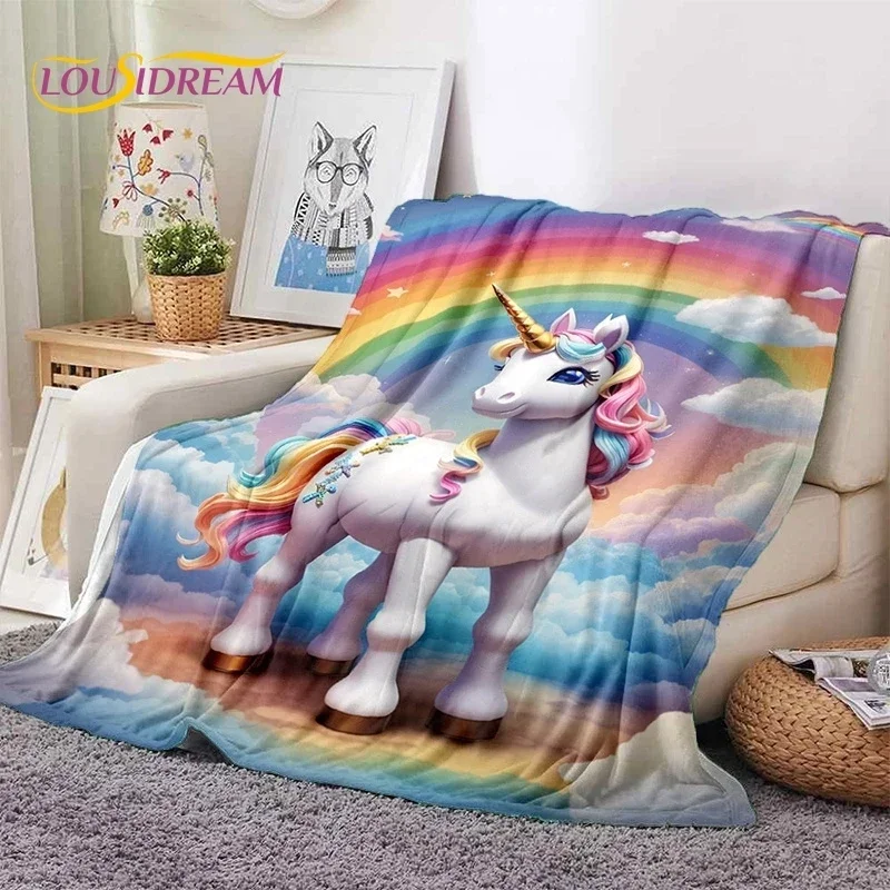 

3D Cute Dream Unicorn Cartoon Girl Soft Blankets,Keep Warm Throw Blanket Comfortable Blanket for Picnic Beds Sofa Home Bedroom