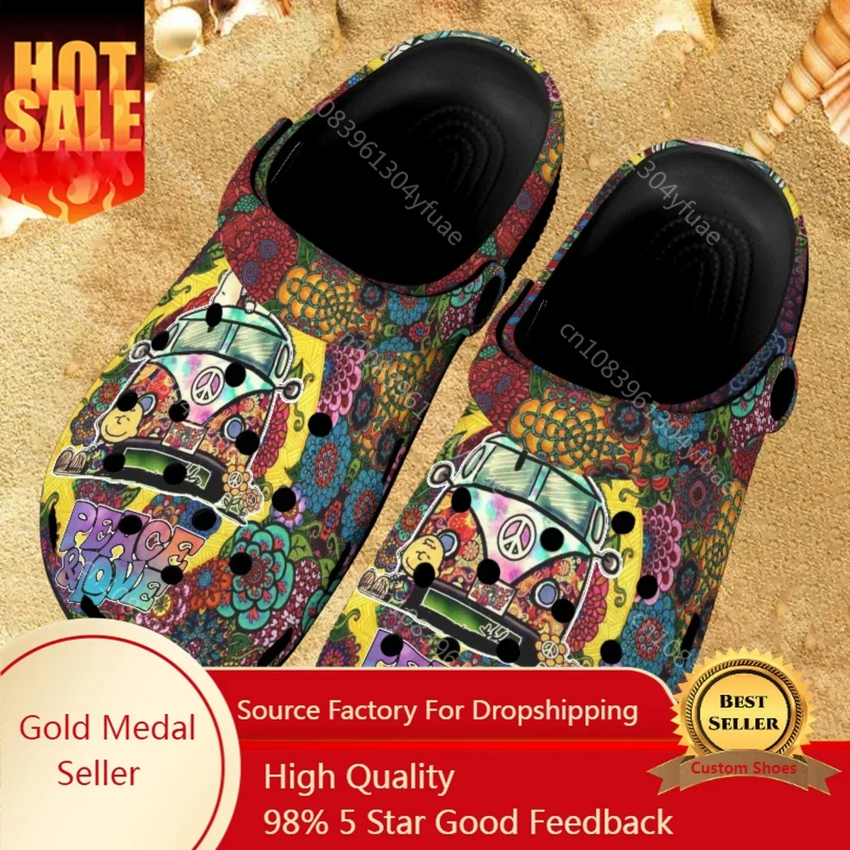 Outdoor Slippers Women Summer Peace and Love Design Print Fashion Ladies Home Sandals Shoes Woman Flats Breathable Beach Slides