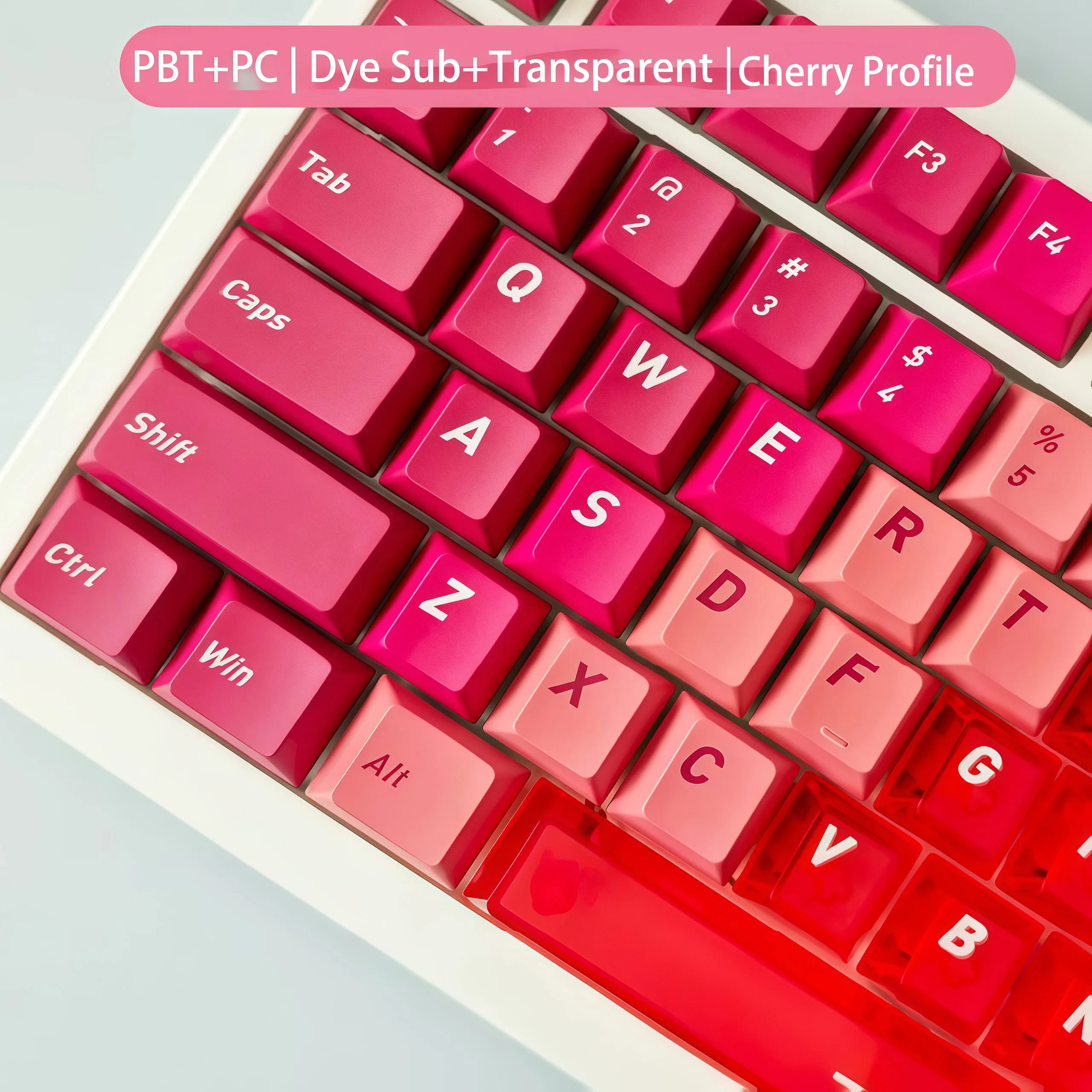 

136 Keys Flame Red Dye Sub PBT Keycaps Foggy Transparent PC Keyboard Key cap Cherry Profile for MX Switches Mechanical Keyboard
