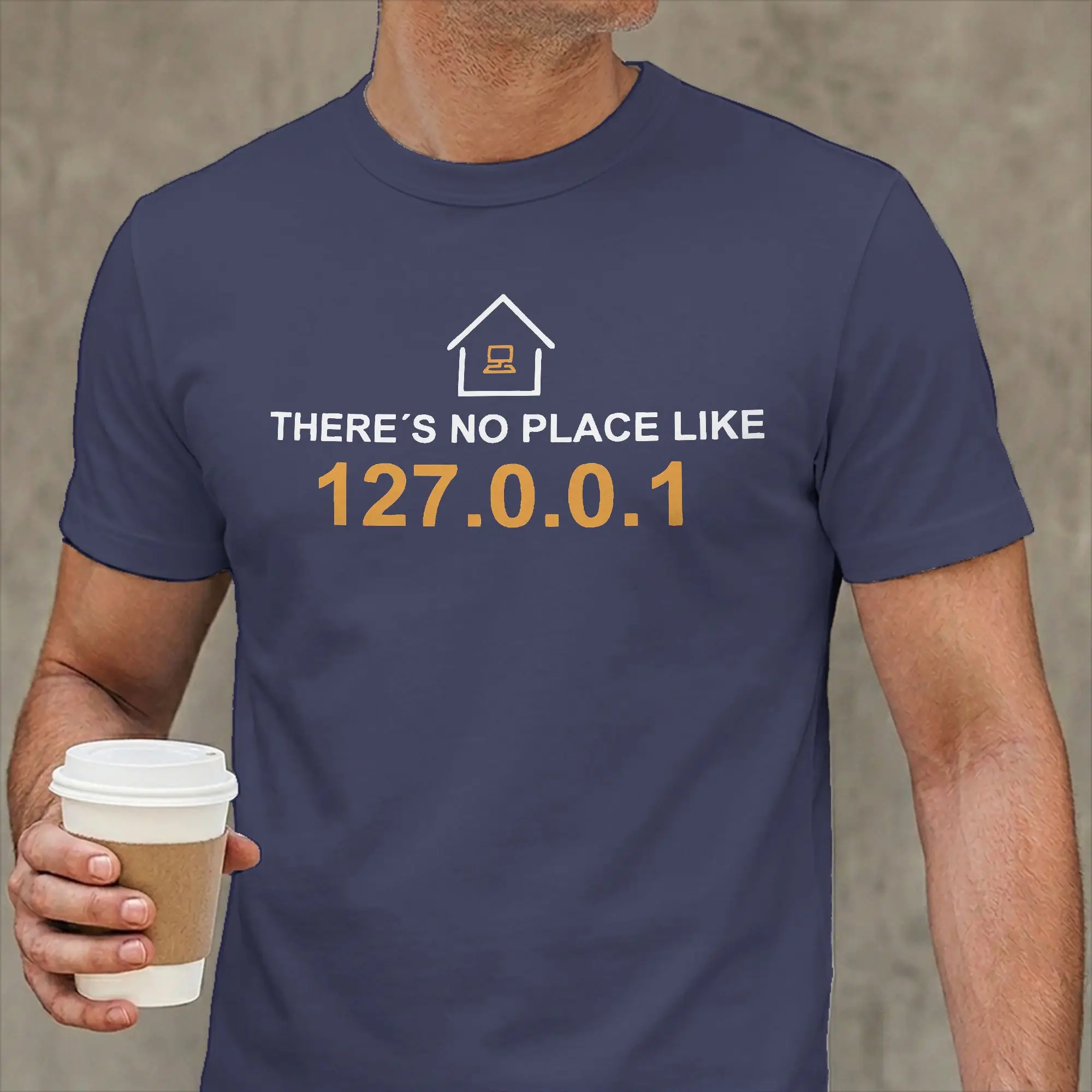 Funny There's No Place Like 127.0.0.1 T-Shirts Men O Neck T Shirt Computer Joke Programmer Short Sleeve Tee Shirt Gift Idea Tops