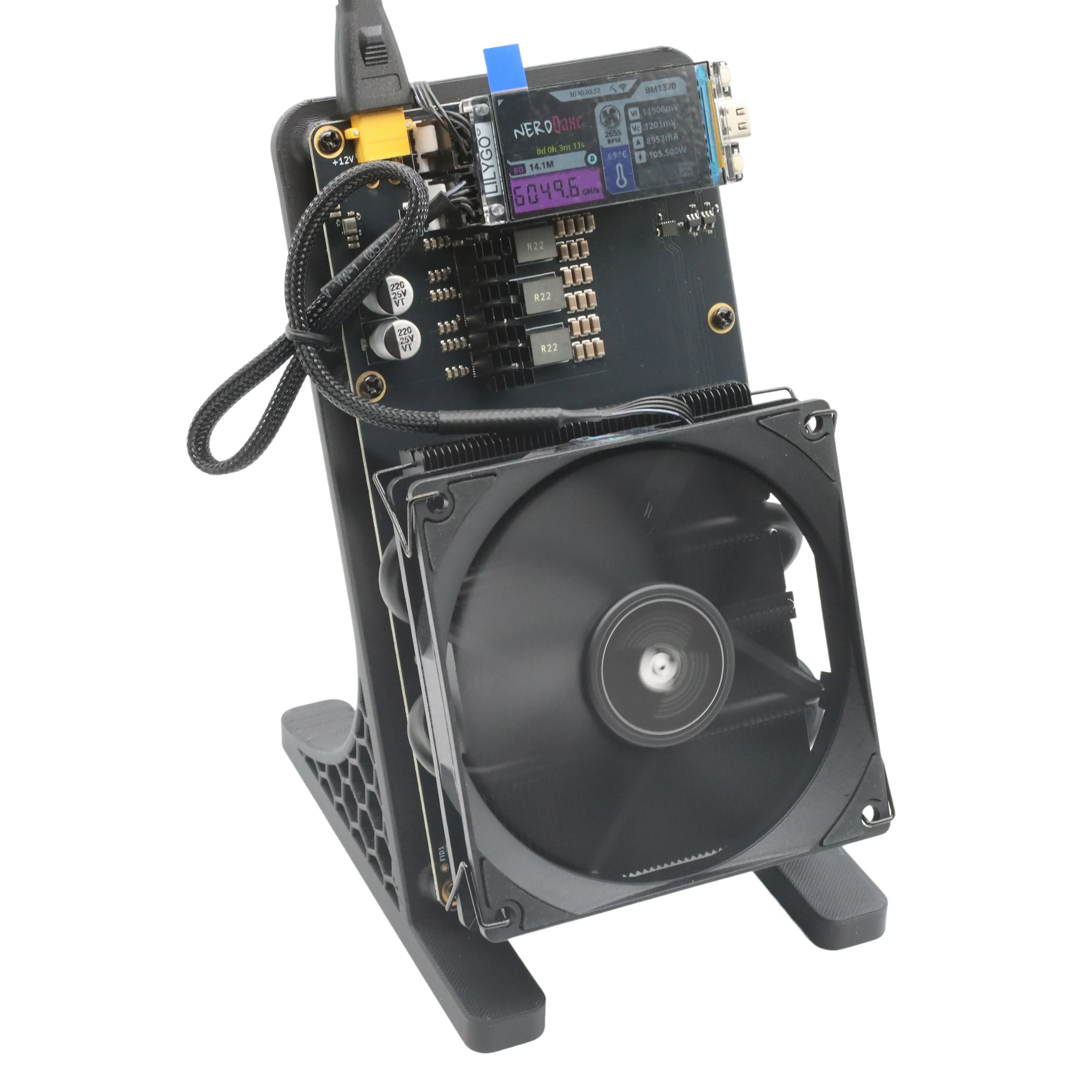 NerdQaxe++ Rev6 Silent Bitcoin Miner 6th/s 100w Dual Cooling Fan Open-Source Mining Machine