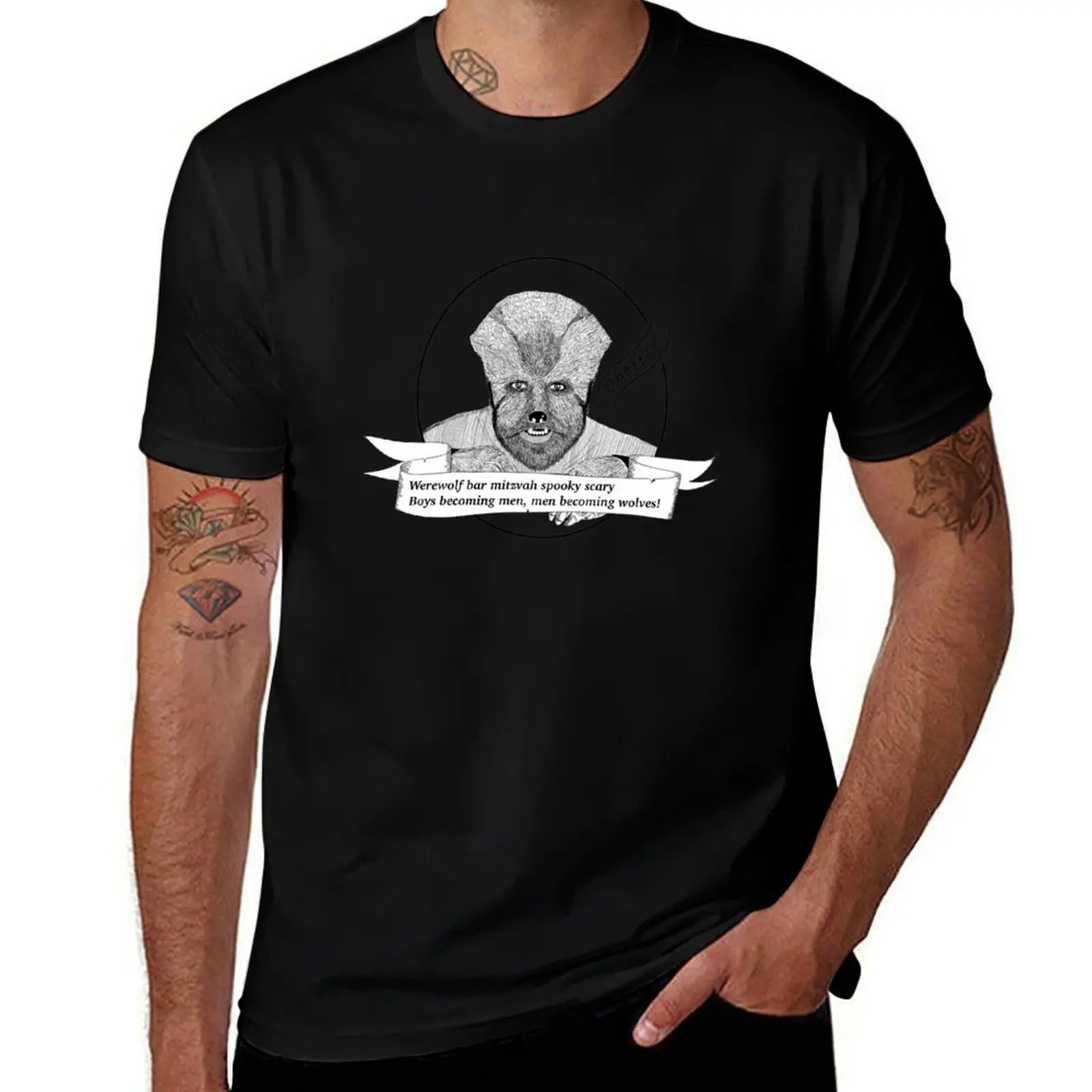 

Werewolf bar mitzvah, spooky scary T-Shirt customs Personalized t-shirt summer tops T-shirt men