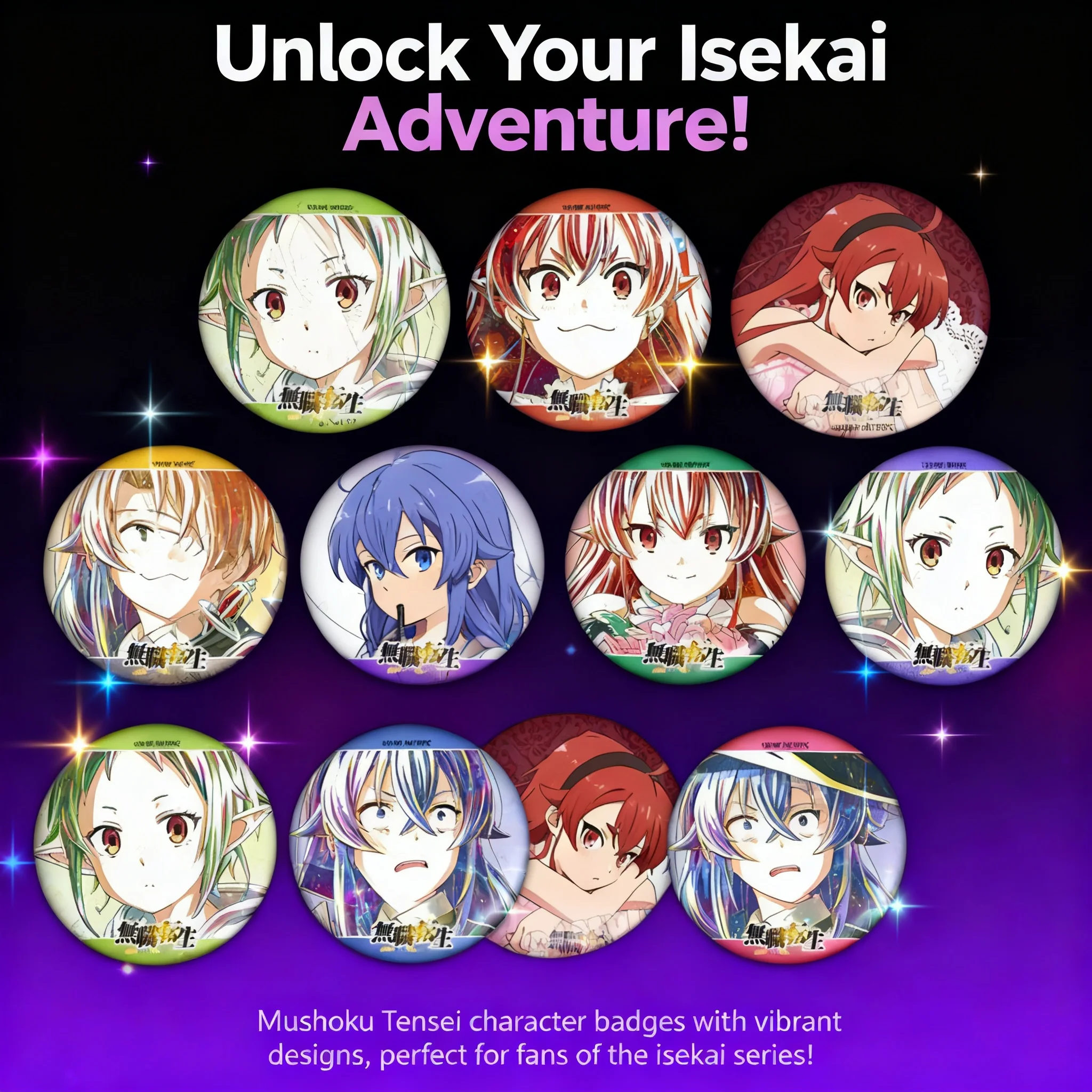 

Anime Badge Cosplay Pin Rudy Greyrat Roxy Migurdia Jobless Reincarnation Merchandise Shiny Film Chest Emblem D Version Manga