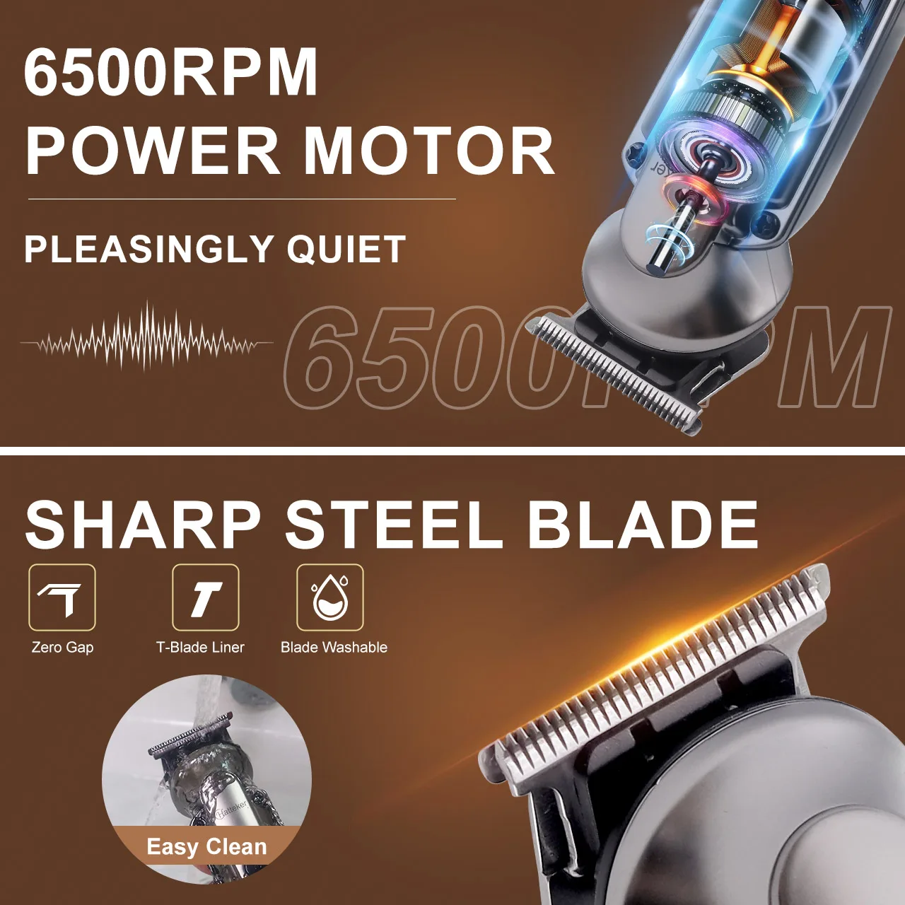 ماكينة تشذيب الشعر الاحترافية 7 في 1 من Hatteker رطبة/جافة قابلة للتعديل للوجه والجسم ماكينة حلاقة كهربائية قابلة لإعادة الشحن مقاومة للماء #3