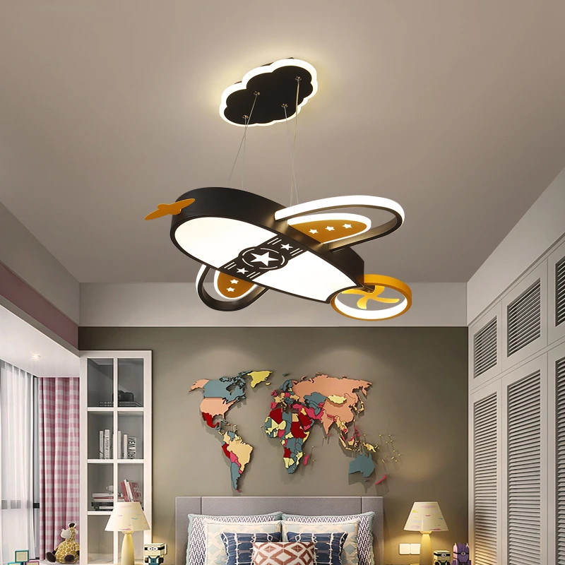 

Dimming Airplane Pattern Decorative New Modern LED Chandelier Lights Living Children's Room kid Bedroom Lamps Pendant Lighting