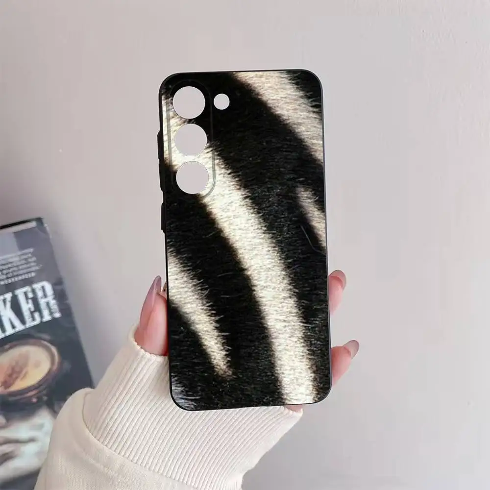 Custodia per telefono Zebra Skin per Samsung Galaxy A73,72,51,53,52,71,22,5G,Nota,J7,8,9 Cover morbida nera