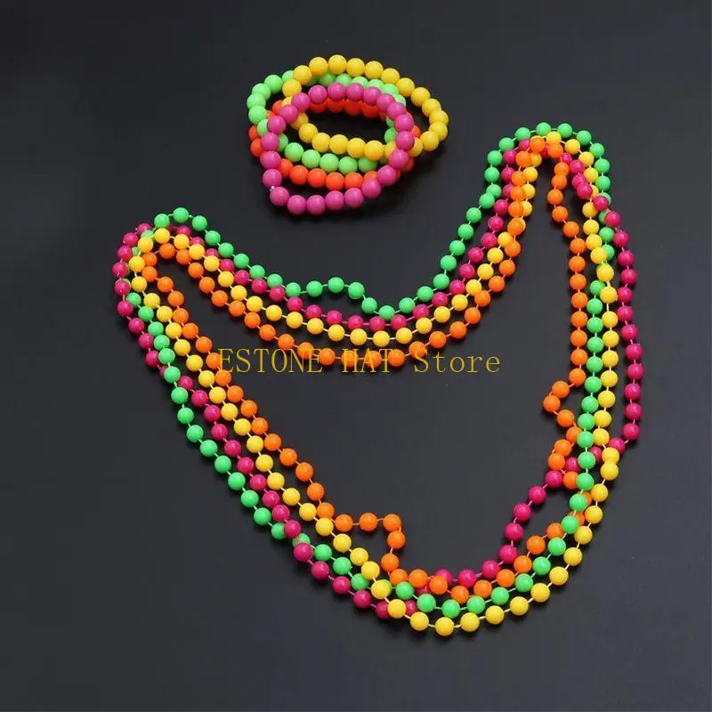 49MF Women Girls 80s Fancy Dress Accessories Fingerless Gloves Beaded Ne