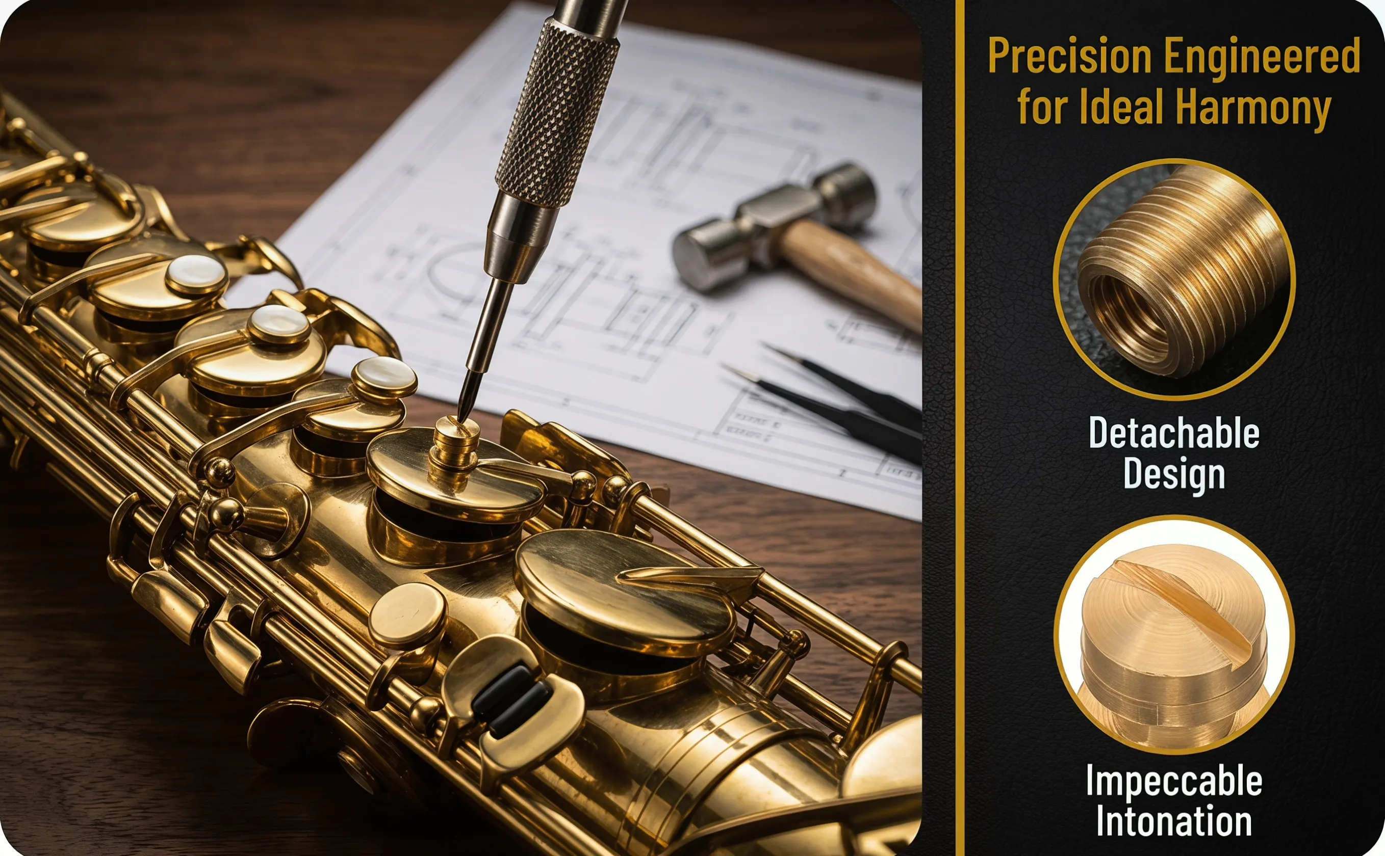 Saxophone Linkage Key Adjustment Screw Copper Detachable Design Precision Machined Repair Component for Alto Tenor Soprano