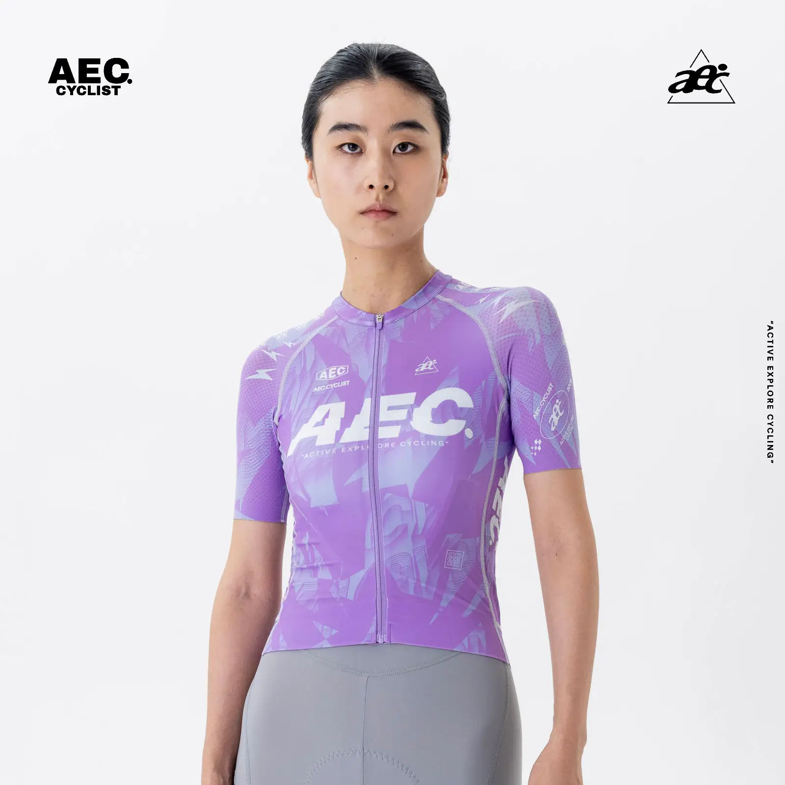 

aec Women's Short Sleeve Cycling Jersey | Lightning Series | 2025 Aerodynamic Slim Fit Lightweight Breathable Bike Top