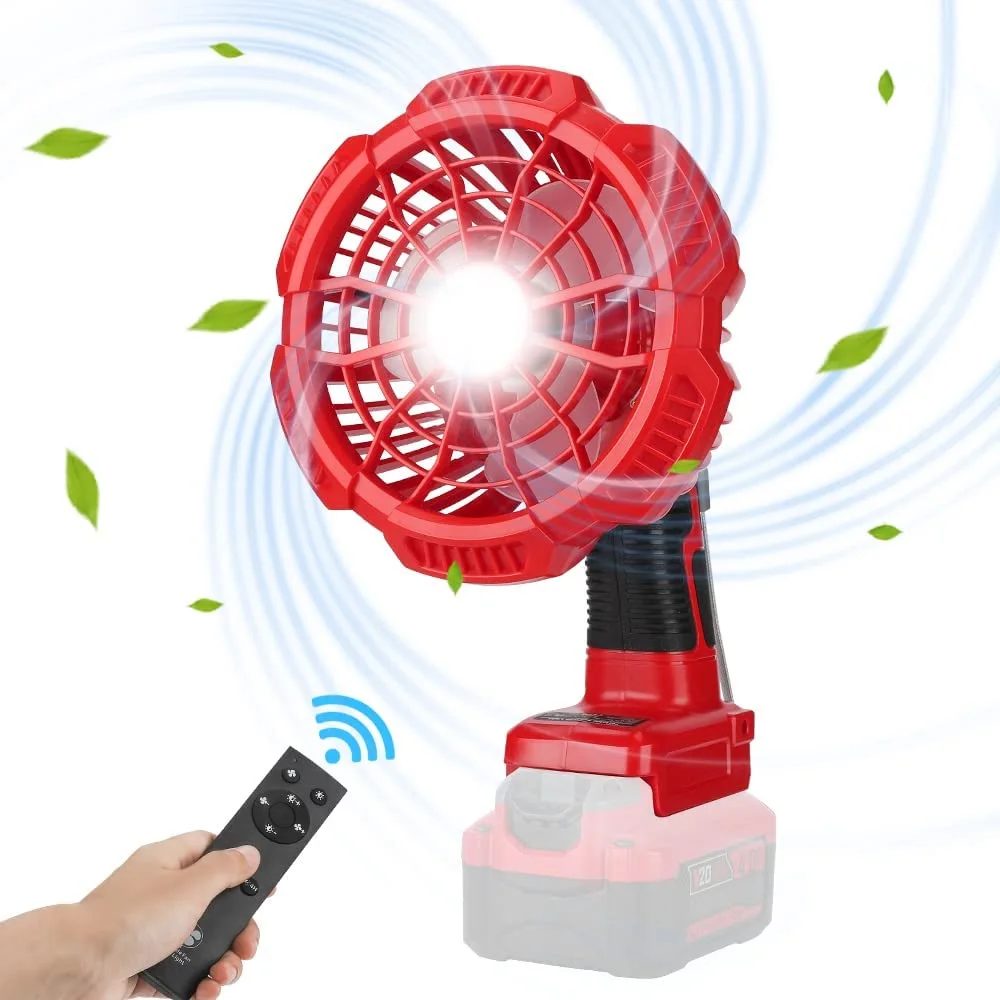 Multifunction Cordless Fan for Craftsman 14.4V-20V Max V20 Li-ion Battery Portable Jobsite Fan with 3 Brightness Modes LED Light