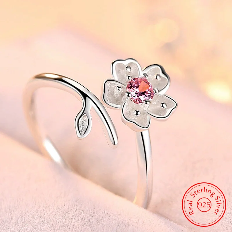

Pure 925 Sterling Silver Jewelry Crystal Zircon Vintage Flower Ring For Women New FQL25118