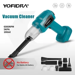 YOFIDRA Strong Suction Mini Electric Vacuum Cleaner Wireless Handheld Home Cleaner Blower With 7 Nozzeles for 21V 18V Battery