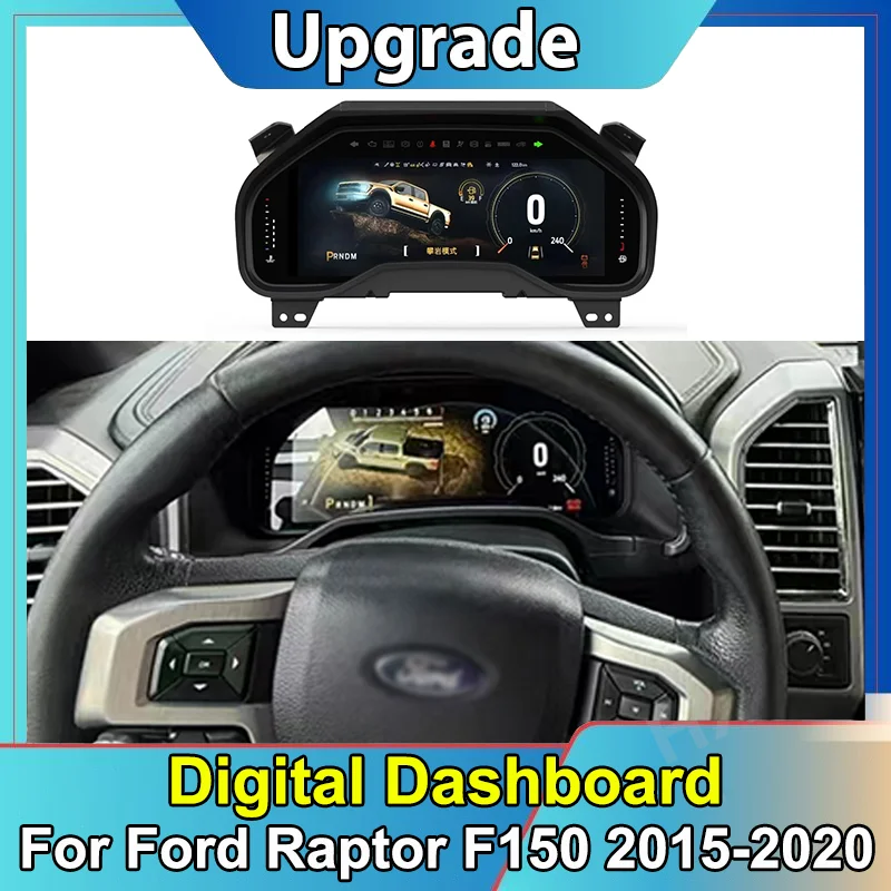 

Car LCD Digital Cluster Virtual Cockpit SpeedMeter Dash Carplay For Ford Raptor F150 2015-2020 Instrument Screen Panel Unit