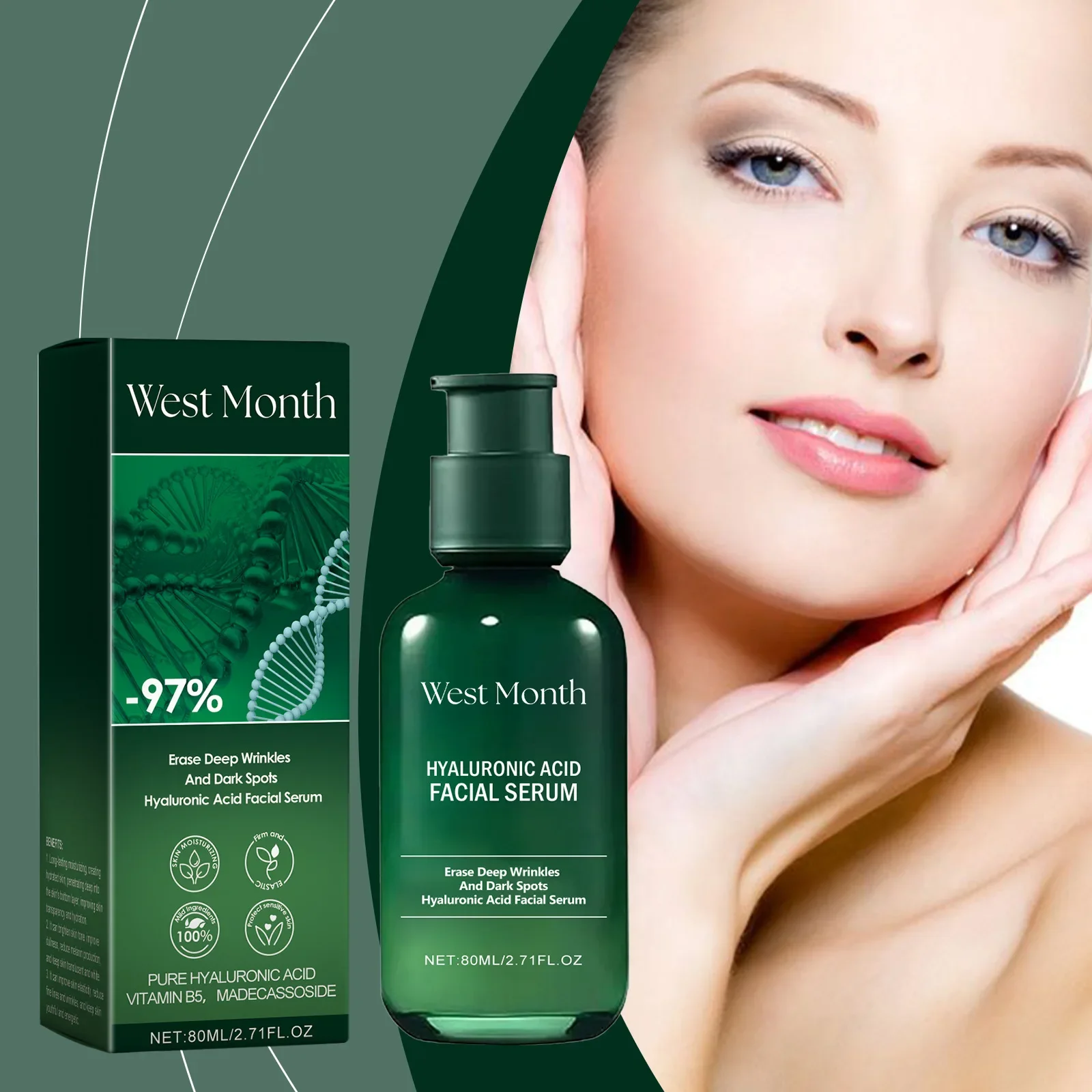 

WEST MONTH Facial Moisturizing Serum, Facial Moisturizing Hydrating Refreshing Skin Care Serum Fade Fine Lines and Wrinkles