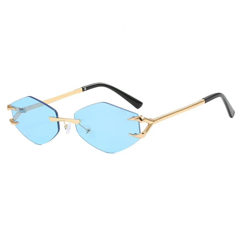 Rimless Grab Hook Polygonal Sunglasses Personalised Quirky Sunglasses 2024 New Casual Hip Hop Trend Sunglasses Fashion Wear