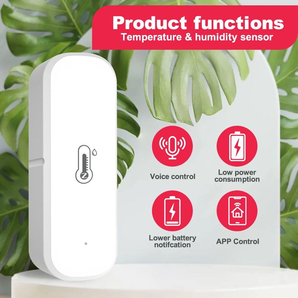 Temperature And Humidity Sensor Intelligent Monitoring Voice Control Tuya App Smart Home Temperature Humidity Sensor