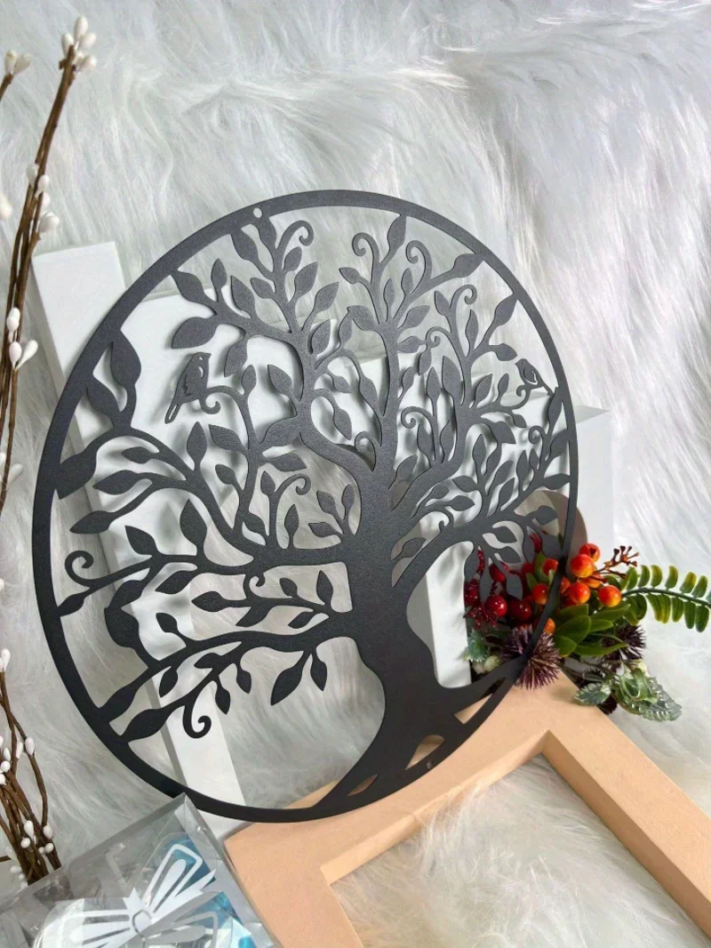 

CIFBUY Deco Tree of Life Metal Home Art Family Tree Metal Wall Mounted Decor Round Metal Wall Art Decoration Livingroom Bedroom