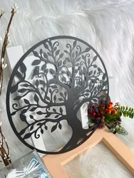 CIFBUY Deco Tree of Life Metal Home Art Family Tree Metal Wall Mounted Decor Round Metal Wall Art Decoration Livingroom Bedroom