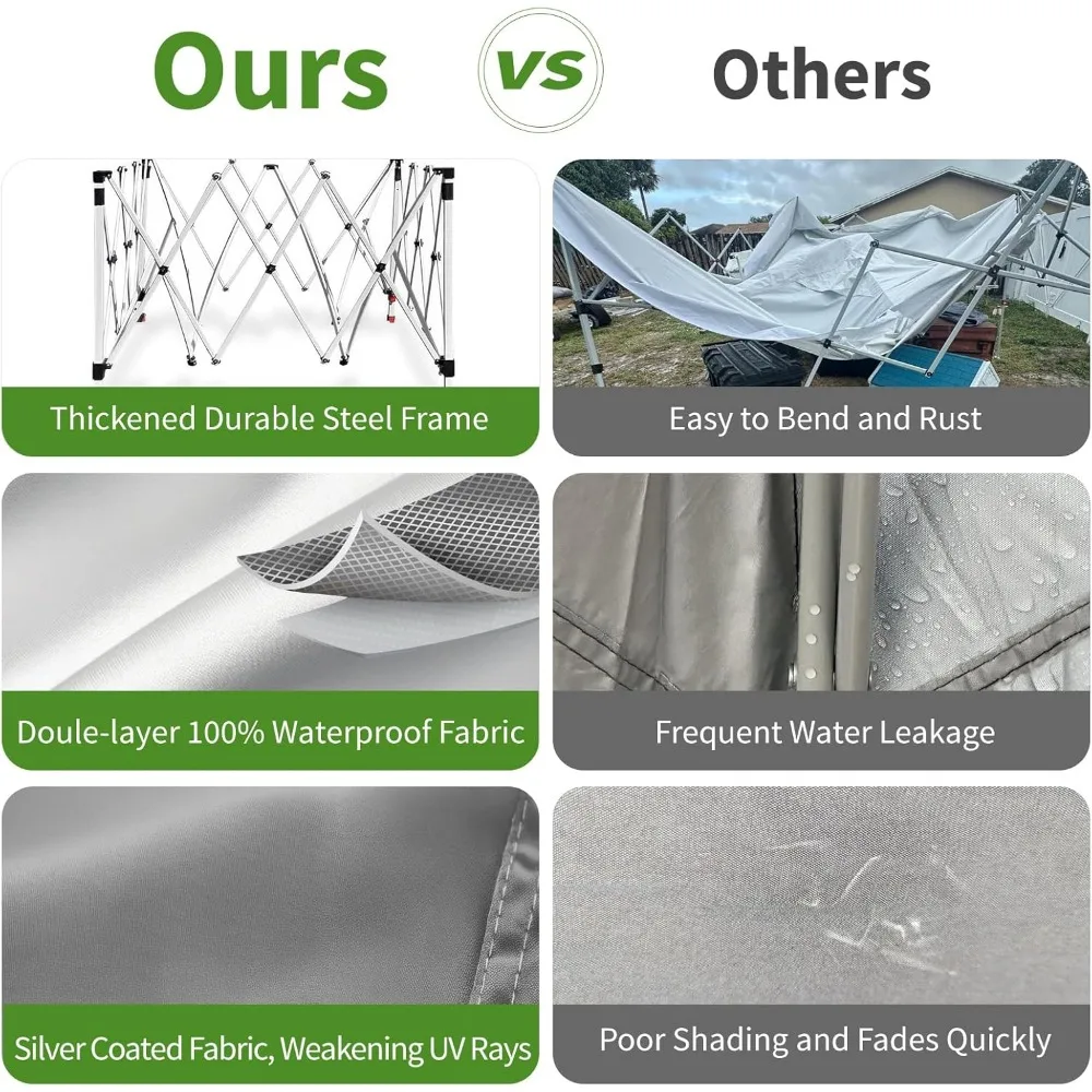 خيمة بمظلة منبثقة مقاس 10 × 10 شديدة التحمل مع حقيبة حمل للمأوى الشمسي في الهواء الطلق، مثالية للحفلات والمناسبات والتخييم