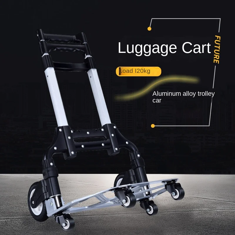 74kg Portable Folding Trolley Cart Home Supermarket Shopping Cart Trolley Pulling Tool Cart Beach All Terrain Stair Climbing Car