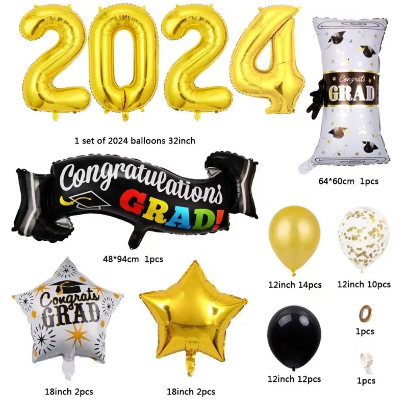 Disney 2024 Graduation Season Theme Party Balloon Background Wall Decoration Certificate Digital Five pointed Star Set