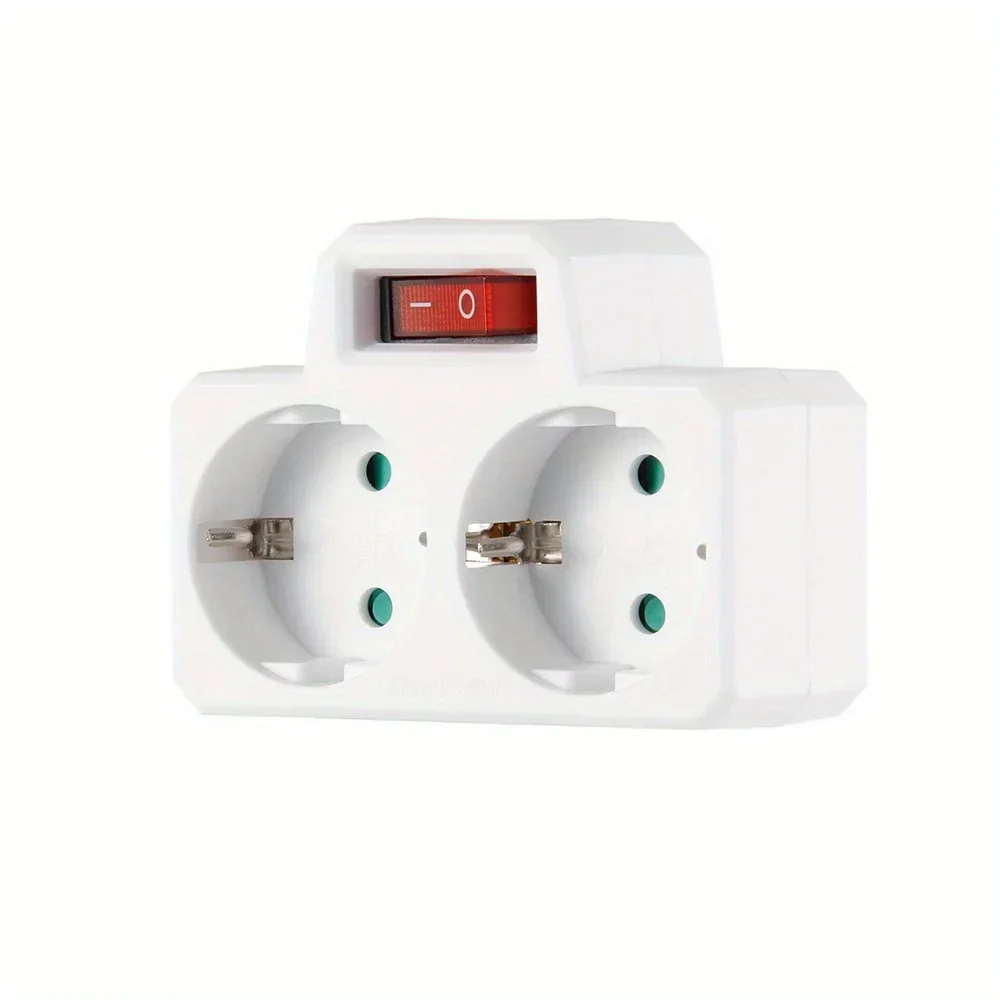 Stopkontak 2 Kompartemen 16A 250V Standar EU, Stopkontak Multi Colokan Standar Jerman, Adaptor Steker Eropa, Daya Tinggi 3680W