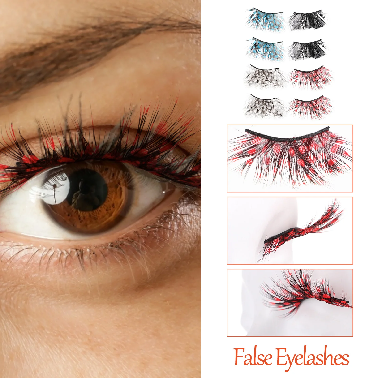 

False Eyelashes Spotted Dense Design For Halloween Party Makeup Dramatic Fake Lashes Cosplay Stage Performance