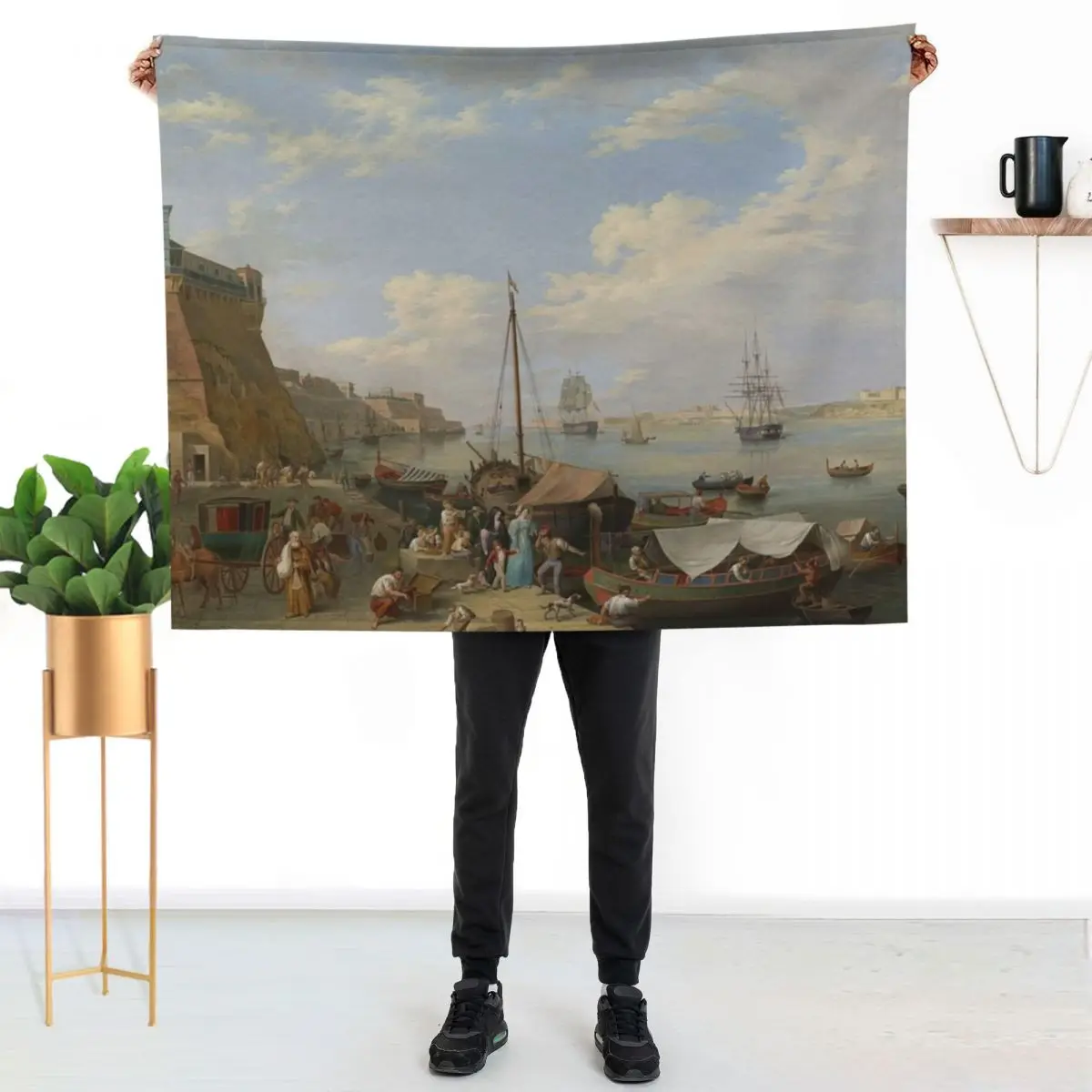 

Malta Harbour - Anton Schranz Throw Blanket Cozy Home Blanket Gift for Christmas Holiday