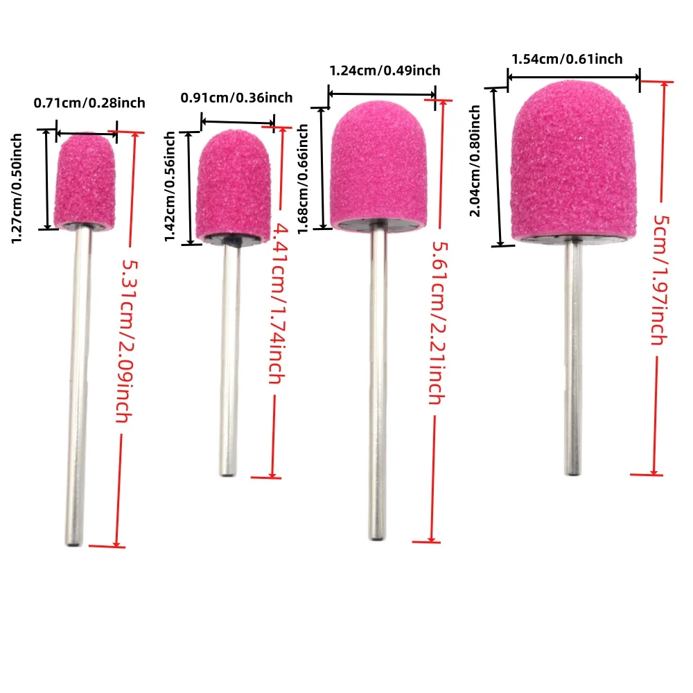 50-teiliges Nagelbohrer-Schleifkappen-Set mit Dorn – 4 Größen (5mm-13mm) für Maniküre, Pediküre, Hornhautentferner & Nagelpolierer – Detail 1