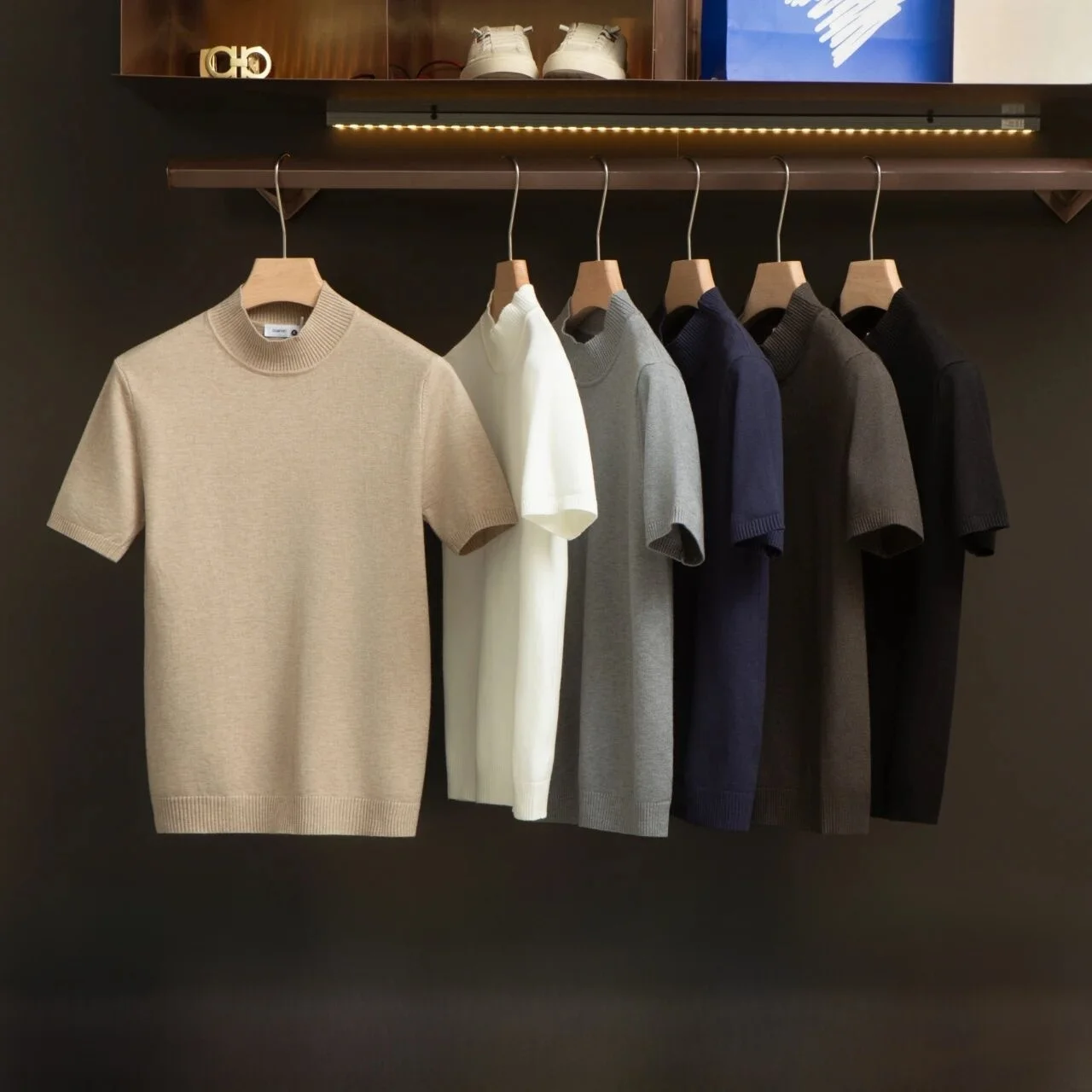 

Knitted Men's Base Layer ort Sve f High Collar Blend of Lyocell And Polyester Lightweight Breathable Faion