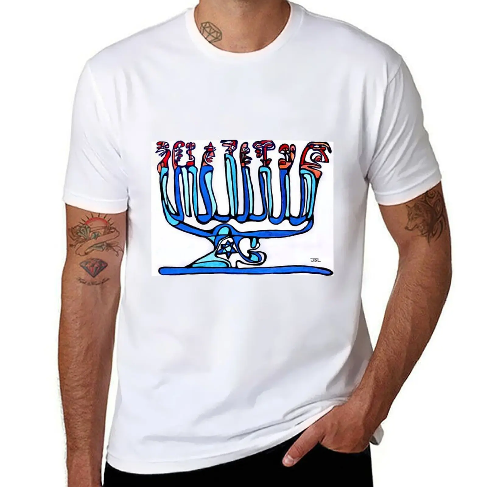 

Hanukkah Menorah T-Shirt man t shirt luxury g man t shirts for men T-Shirt