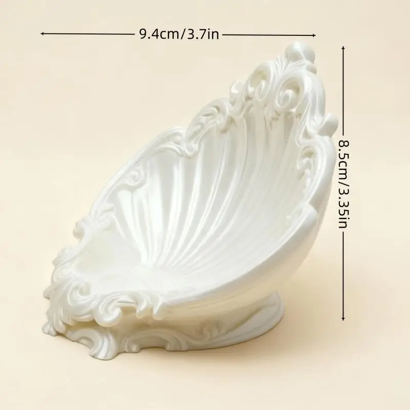 Vintage Shell Shaped Embossed Jewelry Tray Vanity Organizer Desktop Storage Dish Home Decor Ornament Gift
