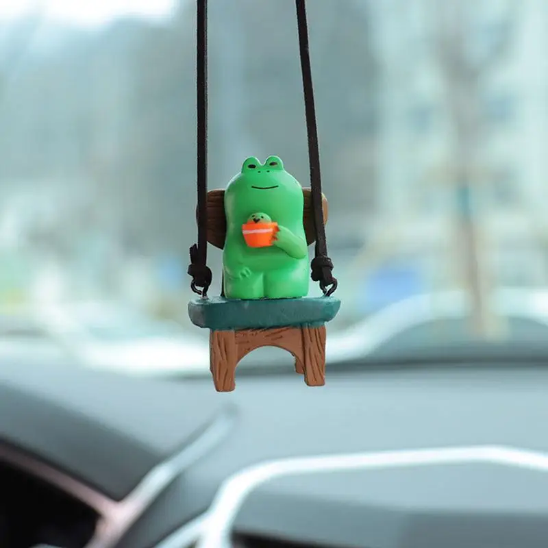 Rear View Mirror Swing Frog Car Frog Pendant Charm Decor Cute Interior Rearview Mirror Decoration Home Decoration Frog Figure