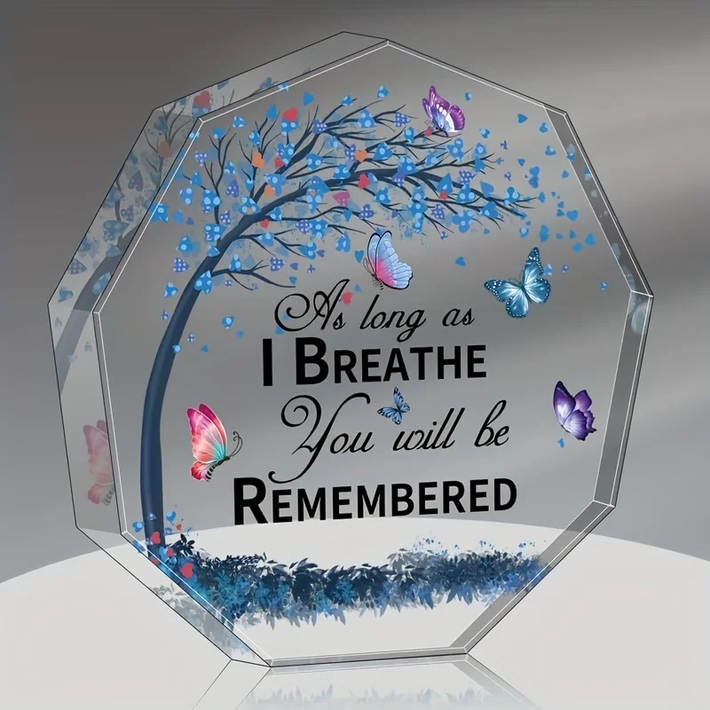 Memorial Gift Sympathy Condolence Gift For Mom Or Dad In Heaven, As Long As I Breathe You Will Be Remembered Butterflies