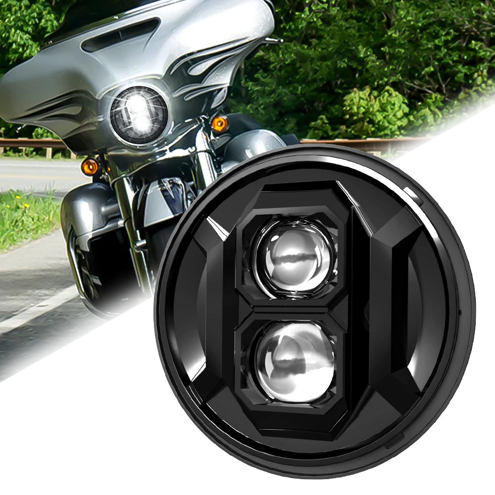 

Universal 7 inch Motorcycle LED Headlight with For Harley Road King Sportster 883 1300 Himalayan 400 411 650 350 Cafe Racer