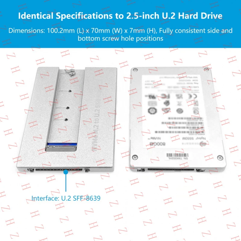 

Корпус-адаптер P+ для M.2 NVMe в U.2 SSD, безинструментальный монтаж, PCIe 5.0, из алюминиевого сплава