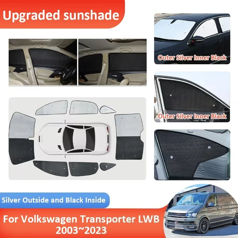 For VW Volkswagen Transporter T5 T6 LWB 2003~2023 2015 2009 2012 Long Wheelbase Car Sunshade Protection Window Cover Accessories