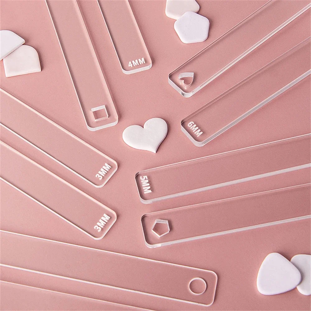 2Pcs 2/3/4/5/6mm Clay Ruler Acrylic Soft Polymer Clay Thickness Ruler Roller Guide Rail DIY Earrings Jewelry Pendant Making Tool