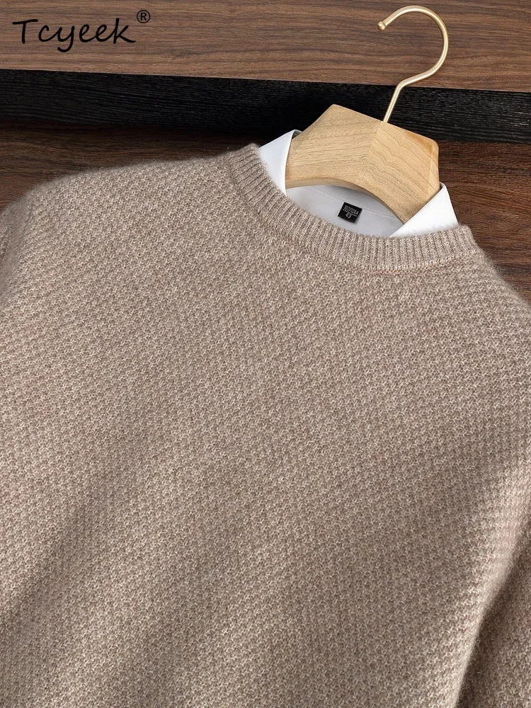 Trend Men's Knit Clothing O-Neck Pullover Autumn Winter 100% Cashmere Sweater Pullover 3 Strands Thicken Versatile Warm Sweater
