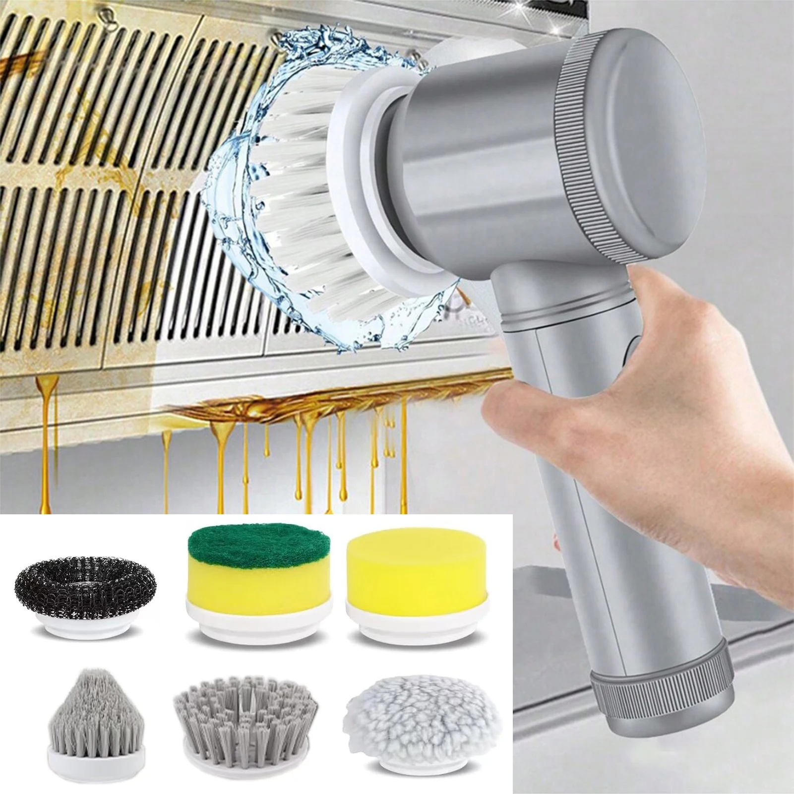 Electric Cleaning Brush,Spin Shower Scrubber,Bathroom Scrubber for Tub Floor Tile Sink Car Replaceable Household Cleaning Brush